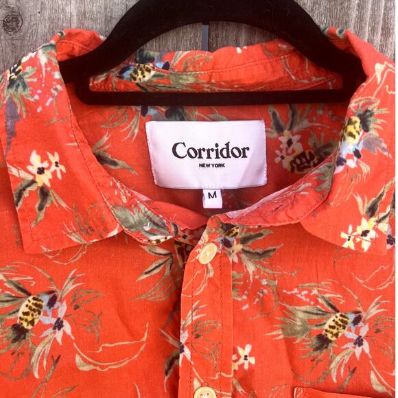 Corridor New York | Men's Tart Hawaiian Print S/S Shirt Ruby Size Medium - Picture 3 of 9
